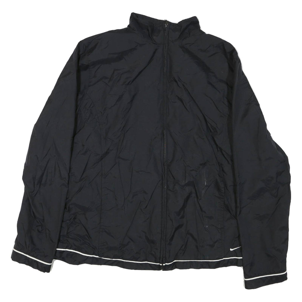 NIKE Womens Black Zip Jacket L Nylon Plain Lightweight Sportswear
