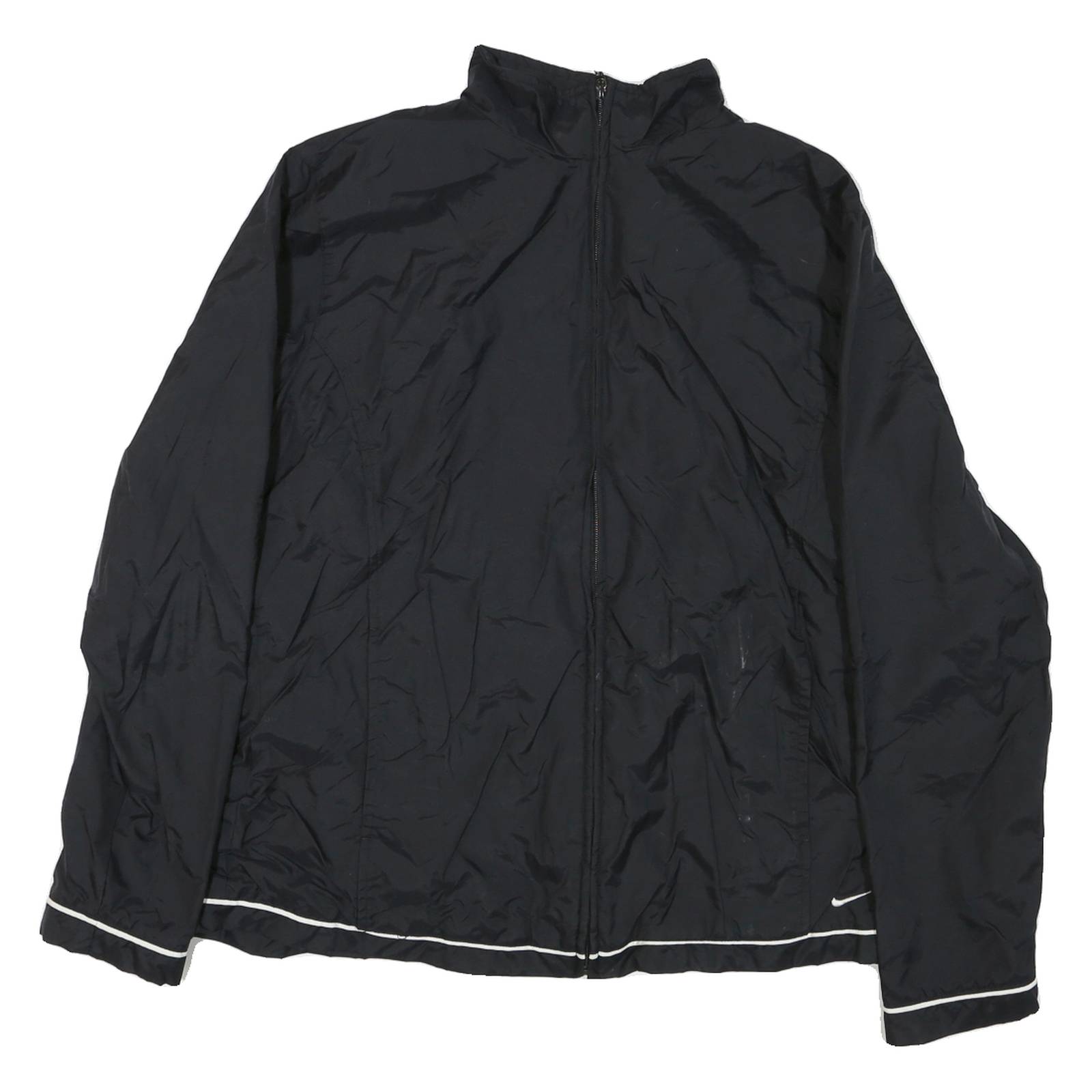 NIKE Womens Black Zip Jacket L Nylon Plain Lightweight Sportswear