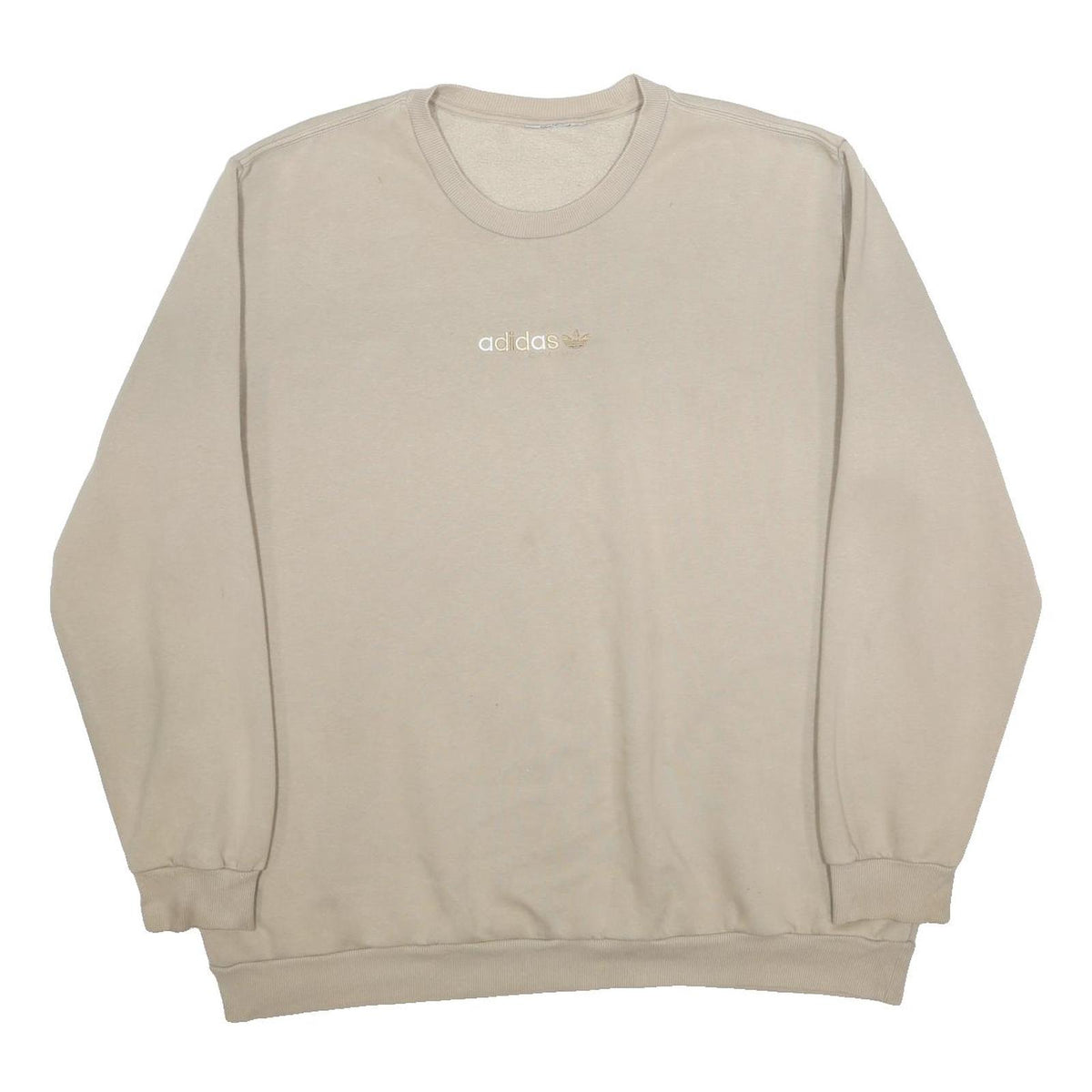 ADIDAS Mens Beige Sweatshirt Crew Neck 2XL Cotton Blend Casual Pullover