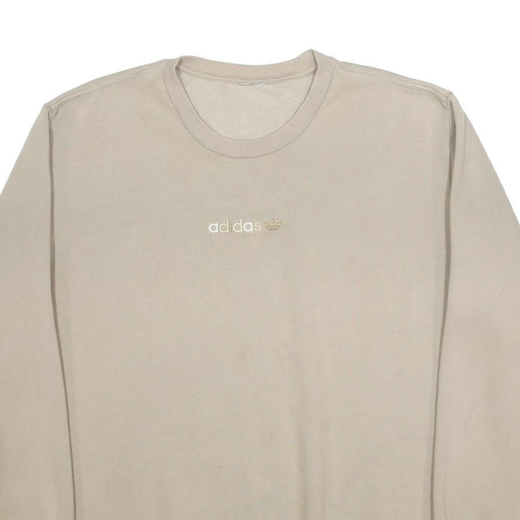 ADIDAS Mens Beige Sweatshirt Crew Neck 2XL Cotton Blend Casual Pullover