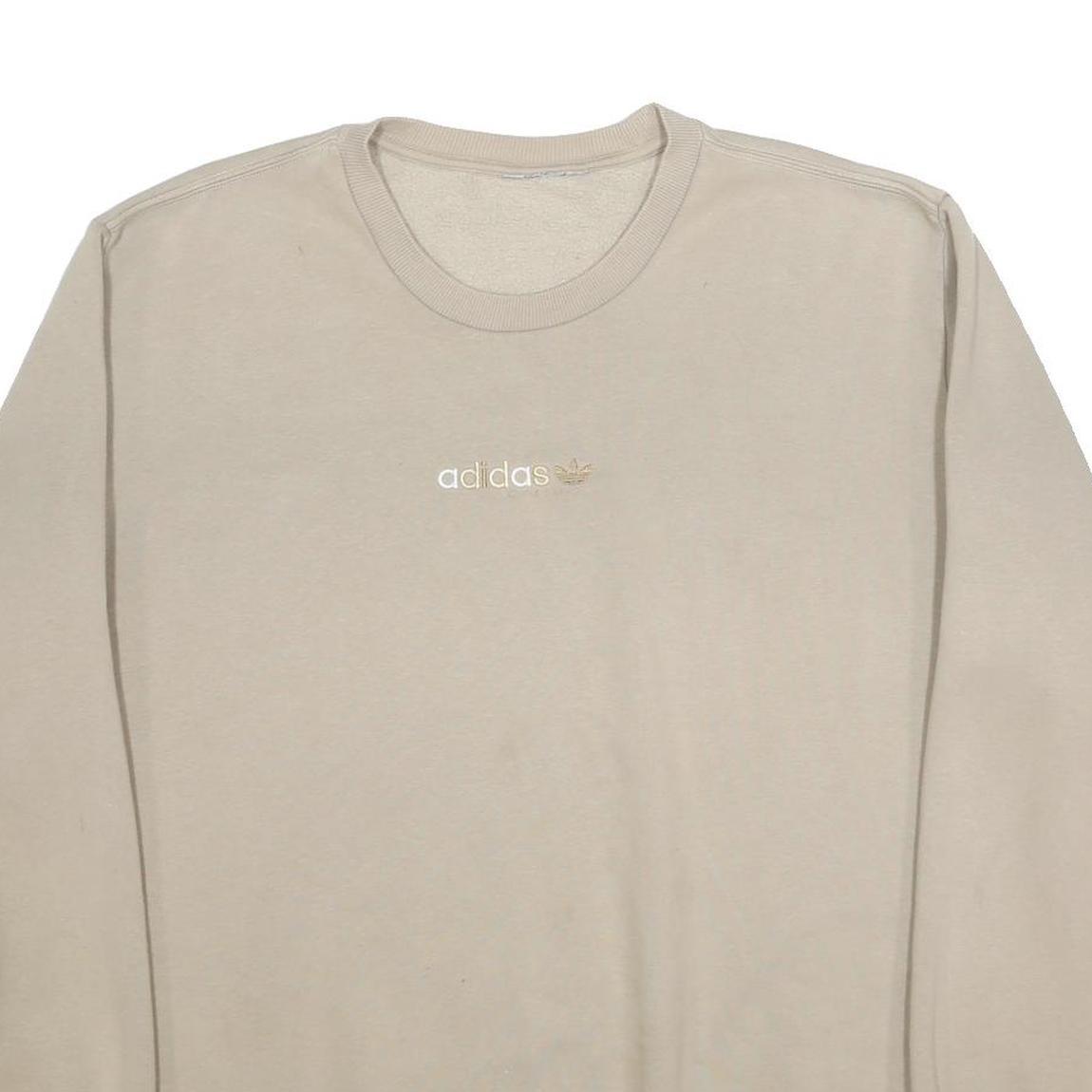 ADIDAS Mens Beige Sweatshirt Crew Neck 2XL Cotton Blend Casual Pullover