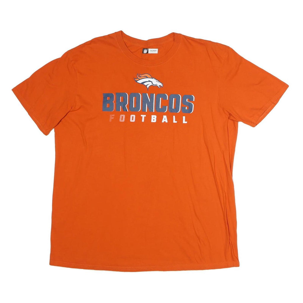 NFL Mens Orange Broncos Football Graphic T-Shirt L Short Sleeve Crew Neck