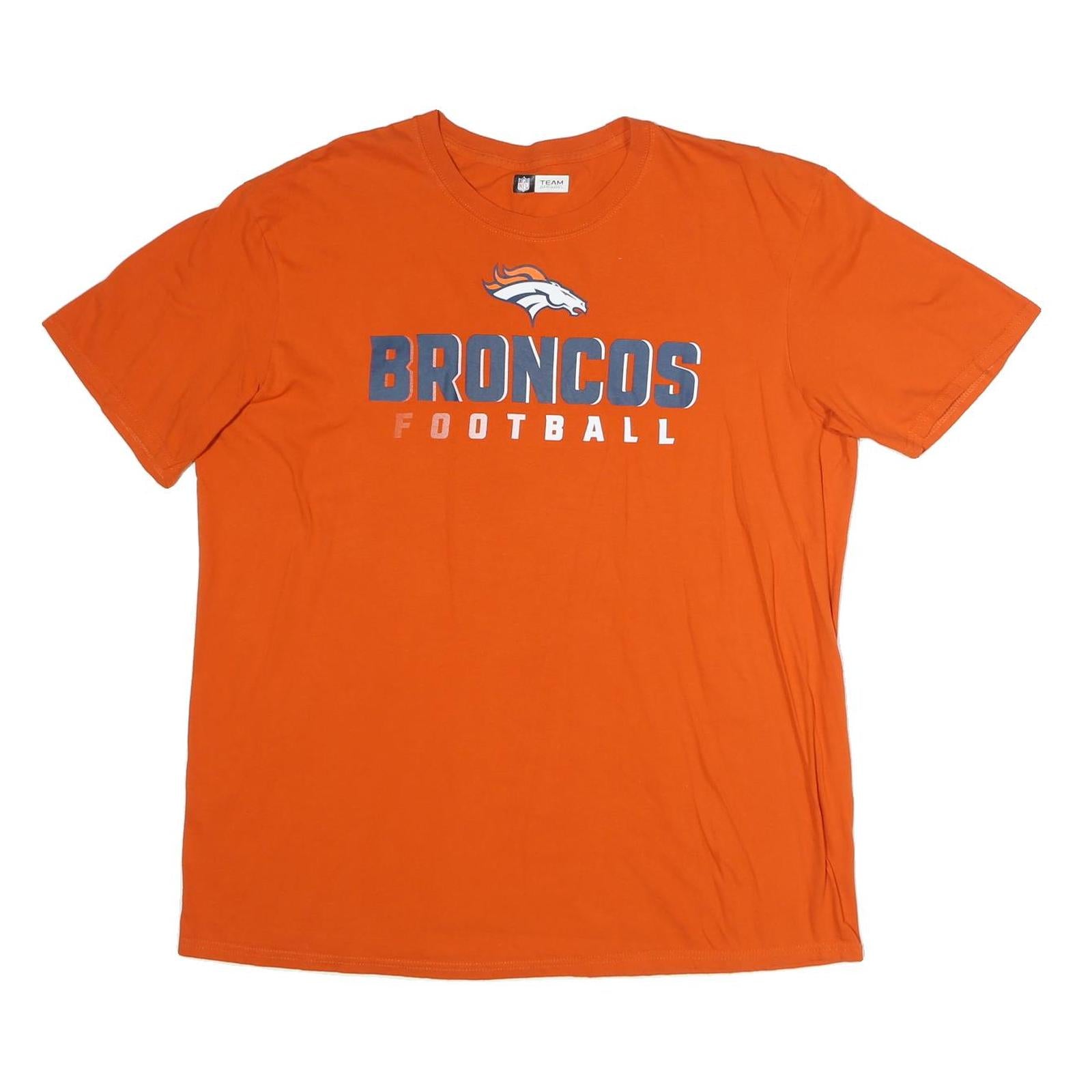 NFL Mens Orange Broncos Football Graphic T-Shirt L Short Sleeve Crew Neck