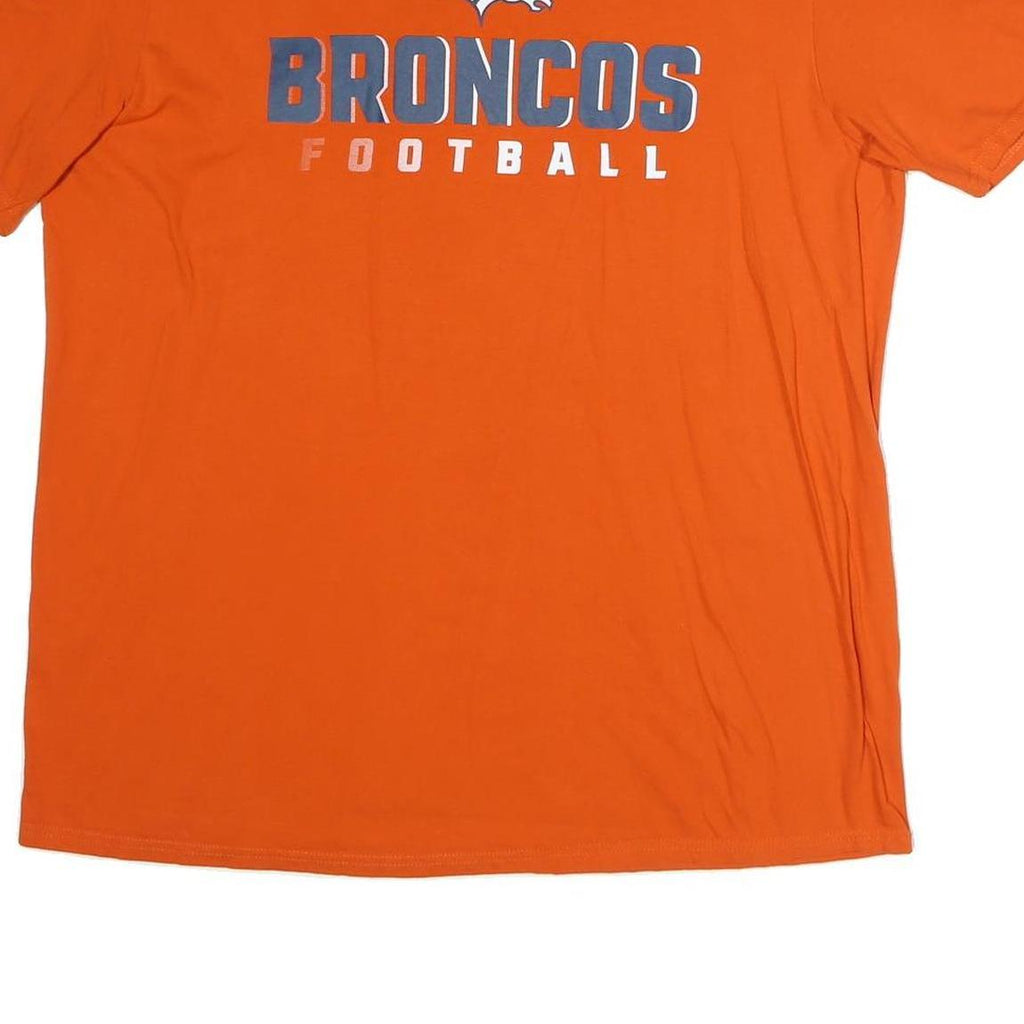 NFL Mens Orange Broncos Football Graphic T-Shirt L Short Sleeve Crew Neck