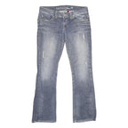 GUESS Womens Regular Blue Denim Jeans W29 L32 Embroidered Pockets Zip Closure