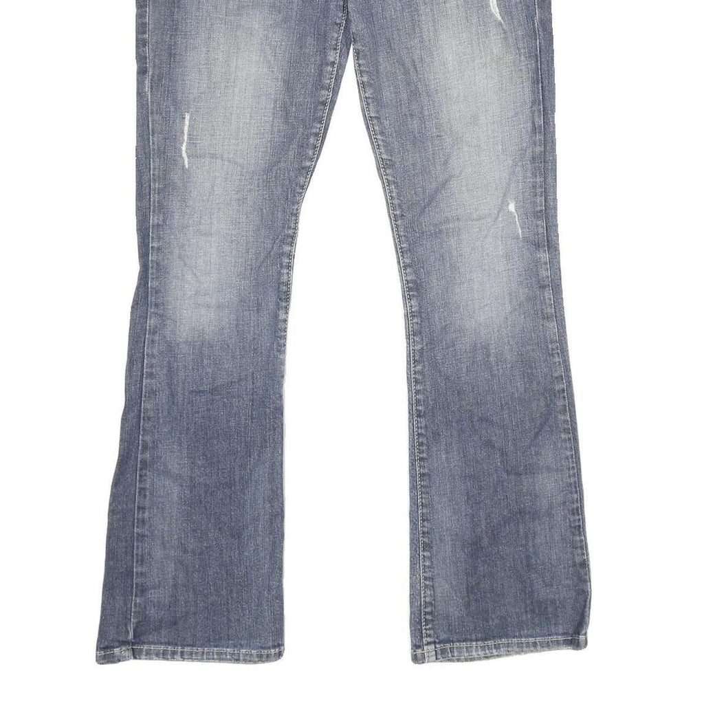 GUESS Womens Regular Blue Denim Jeans W29 L32 Embroidered Pockets Zip Closure