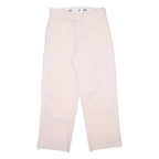 DICKIES Mens Cotton Blend White Relaxed Straight Trousers W29 L26 Workwear Zip
