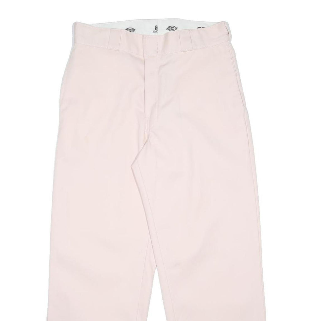 DICKIES Mens Cotton Blend White Relaxed Straight Trousers W29 L26 Workwear Zip