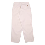 DICKIES Mens Cotton Blend White Relaxed Straight Trousers W29 L26 Workwear Zip