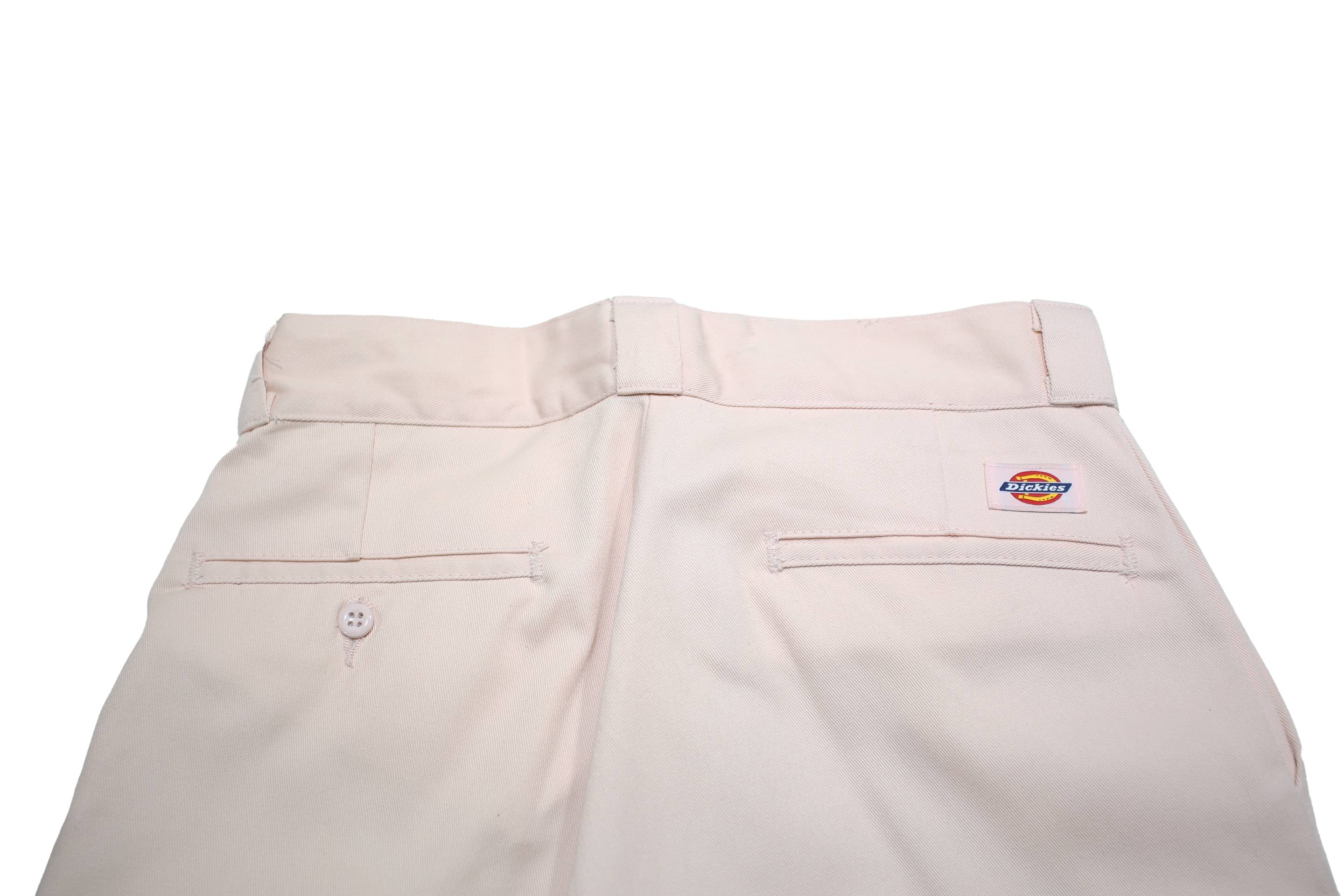 DICKIES Mens Cotton Blend White Relaxed Straight Trousers W29 L26 Workwear Zip