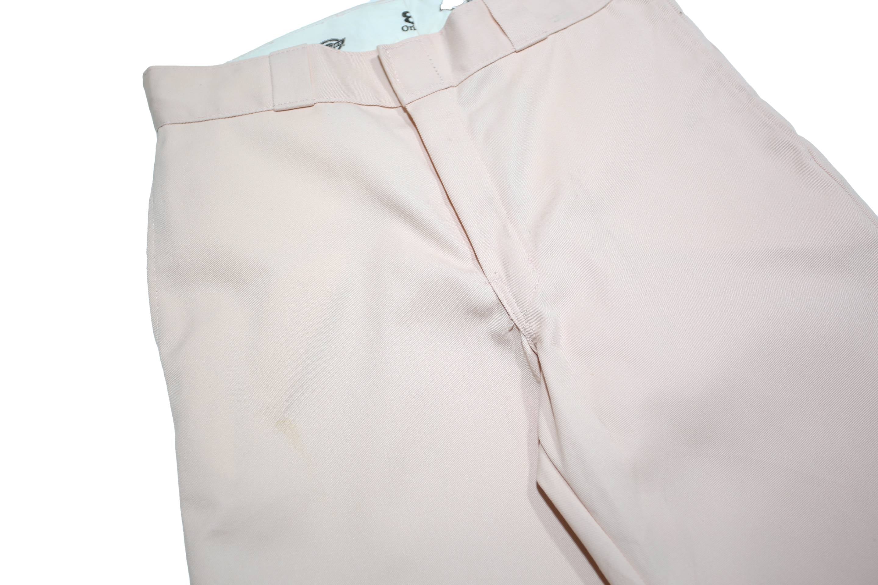 DICKIES Mens Cotton Blend White Relaxed Straight Trousers W29 L26 Workwear Zip