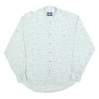 LETS GO Mens Blue & White Polka Dot Shirt L Long Sleeve Button Front Casual