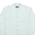 LETS GO Mens Blue & White Polka Dot Shirt L Long Sleeve Button Front Casual