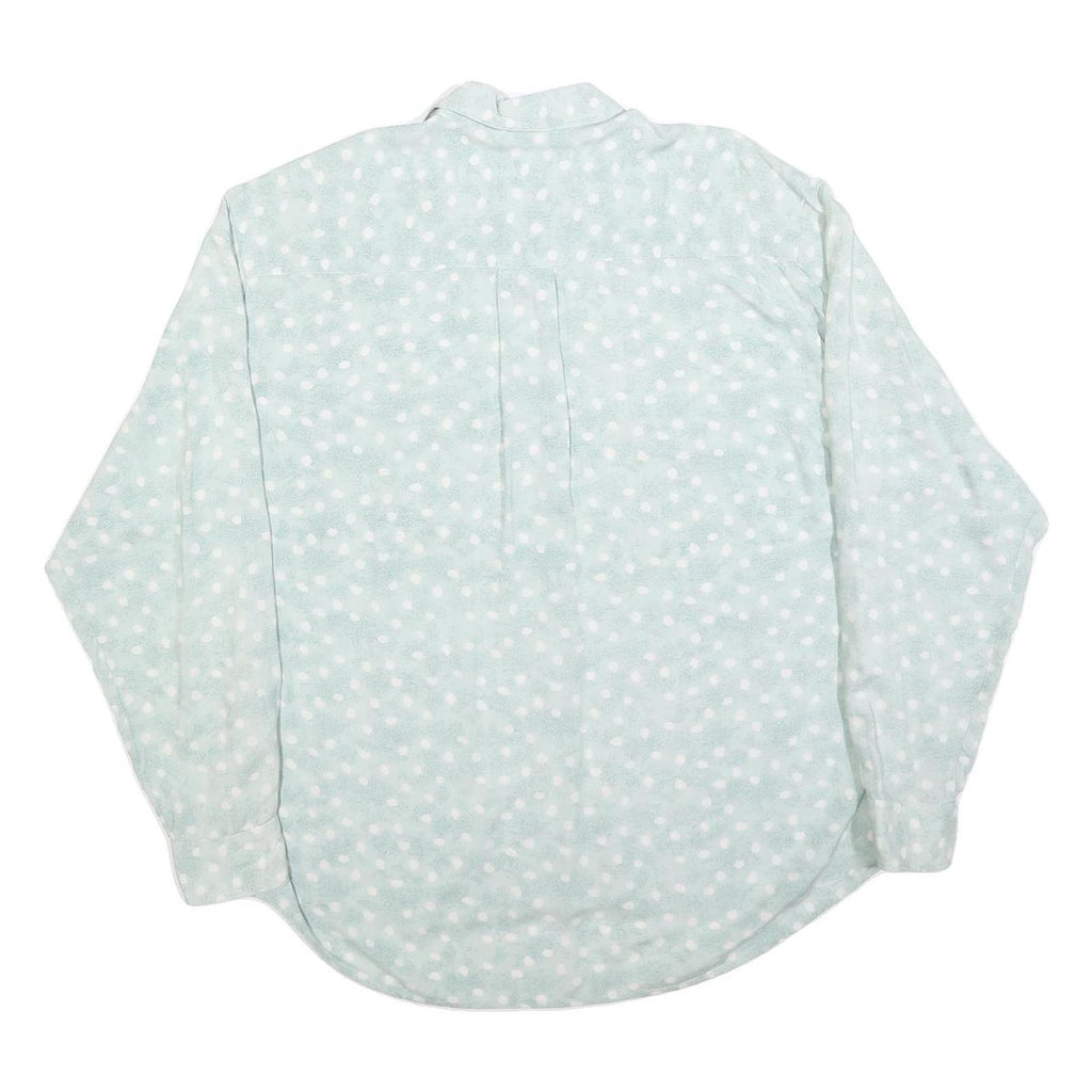 LETS GO Mens Blue & White Polka Dot Shirt L Long Sleeve Button Front Casual