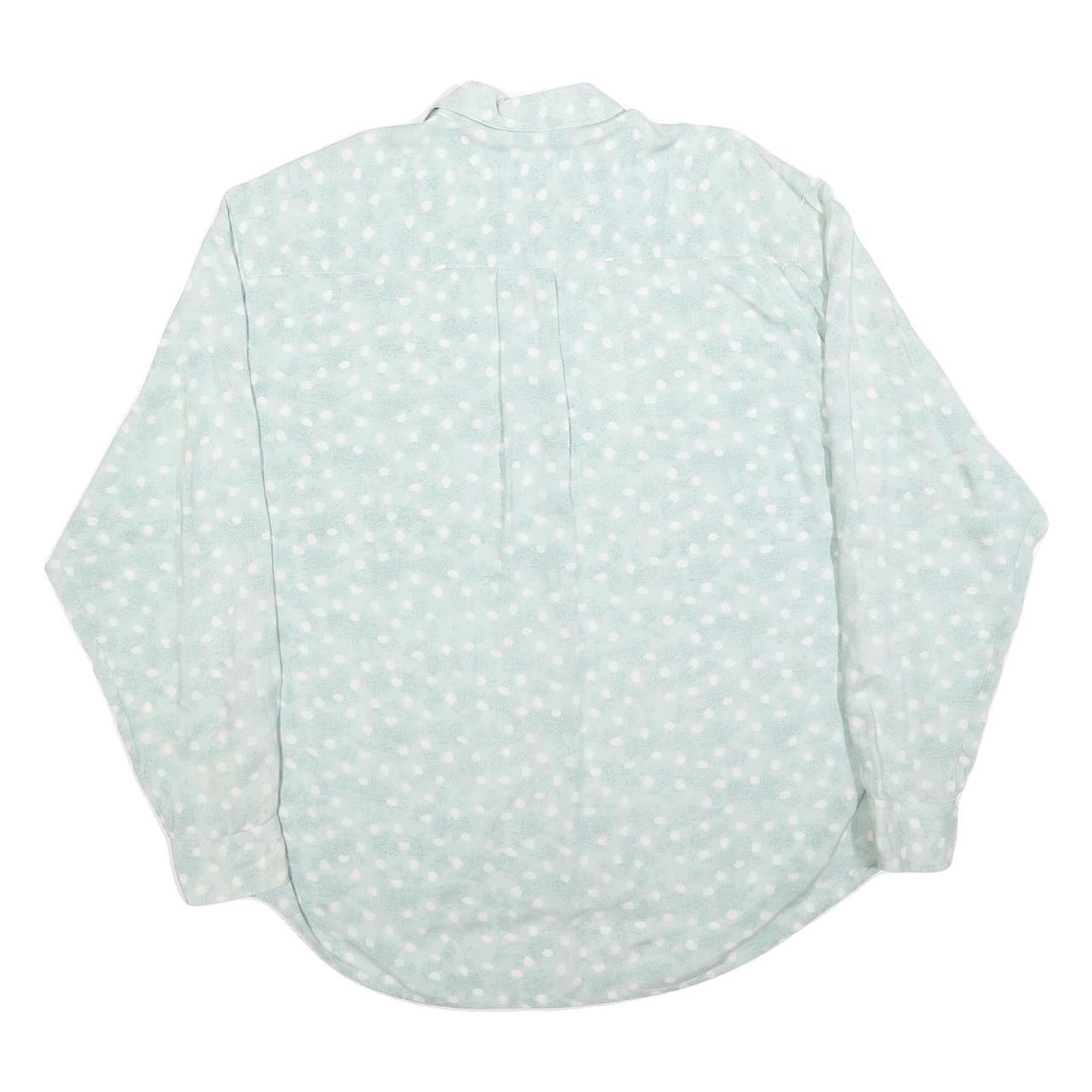 LETS GO Mens Blue & White Polka Dot Shirt L Long Sleeve Button Front Casual