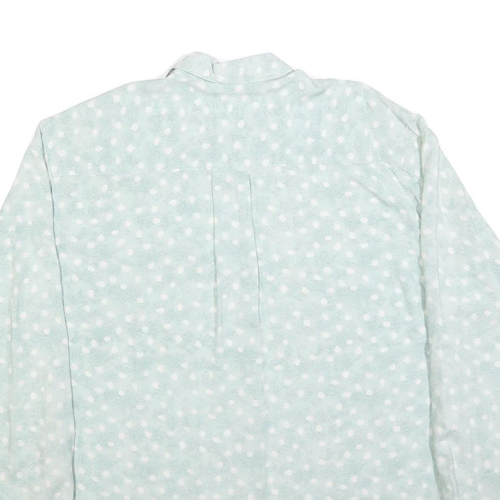 LETS GO Mens Blue & White Polka Dot Shirt L Long Sleeve Button Front Casual