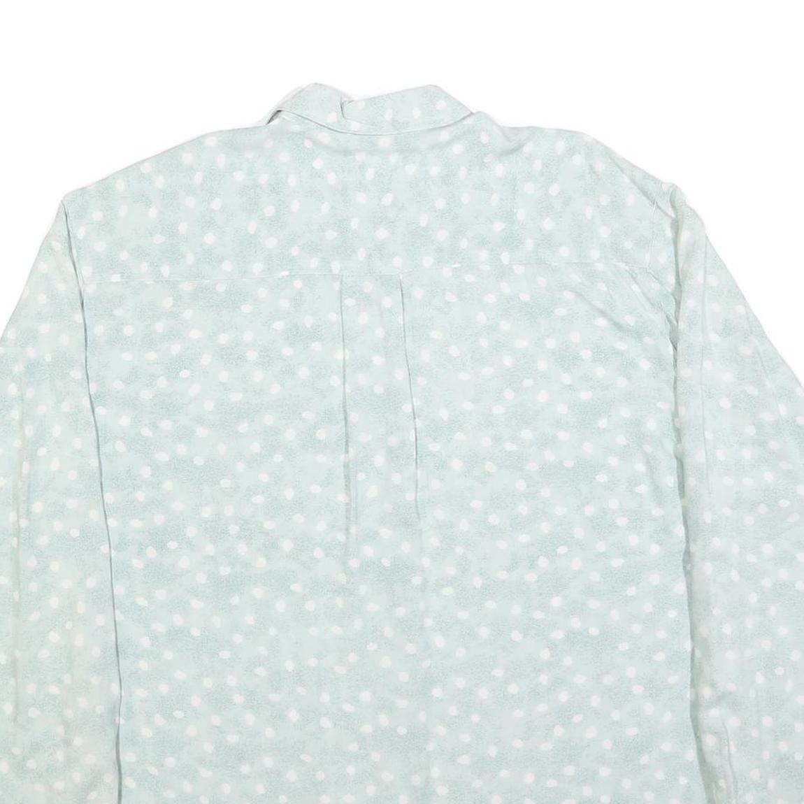 LETS GO Mens Blue & White Polka Dot Shirt L Long Sleeve Button Front Casual