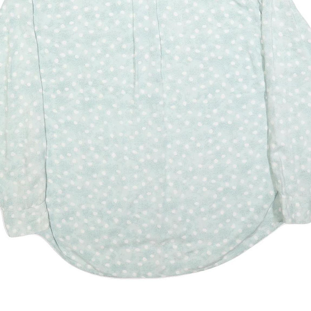 LETS GO Mens Blue & White Polka Dot Shirt L Long Sleeve Button Front Casual