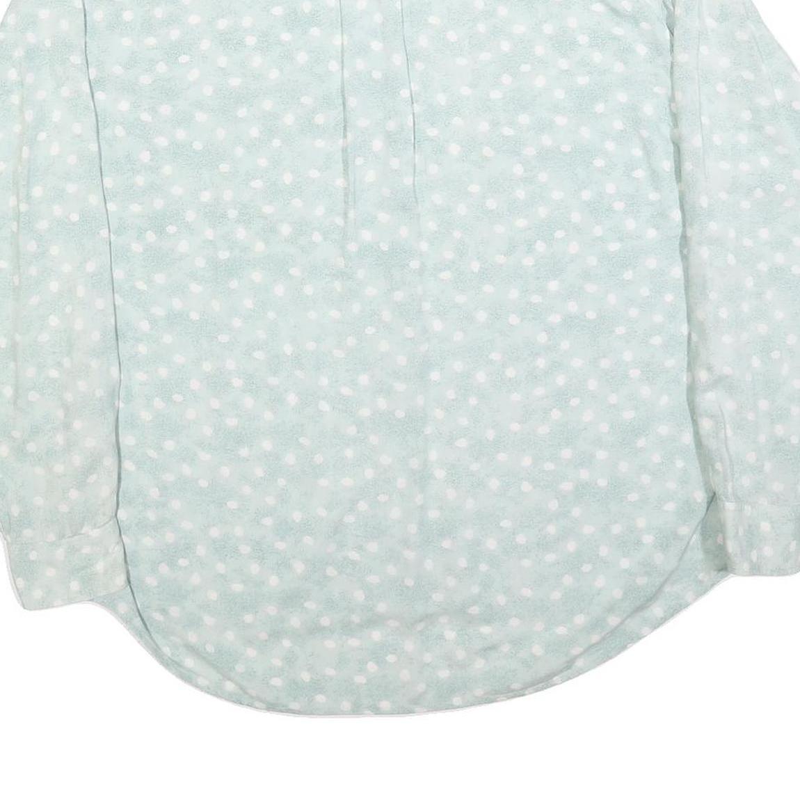 LETS GO Mens Blue & White Polka Dot Shirt L Long Sleeve Button Front Casual