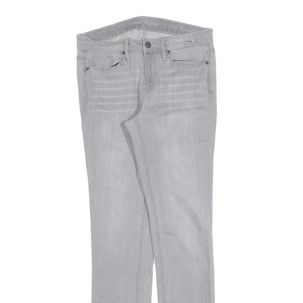 CALVIN KLEIN JEANS Womens Slim Grey Denim Light W28 L32 Slim Fit Zip Closure