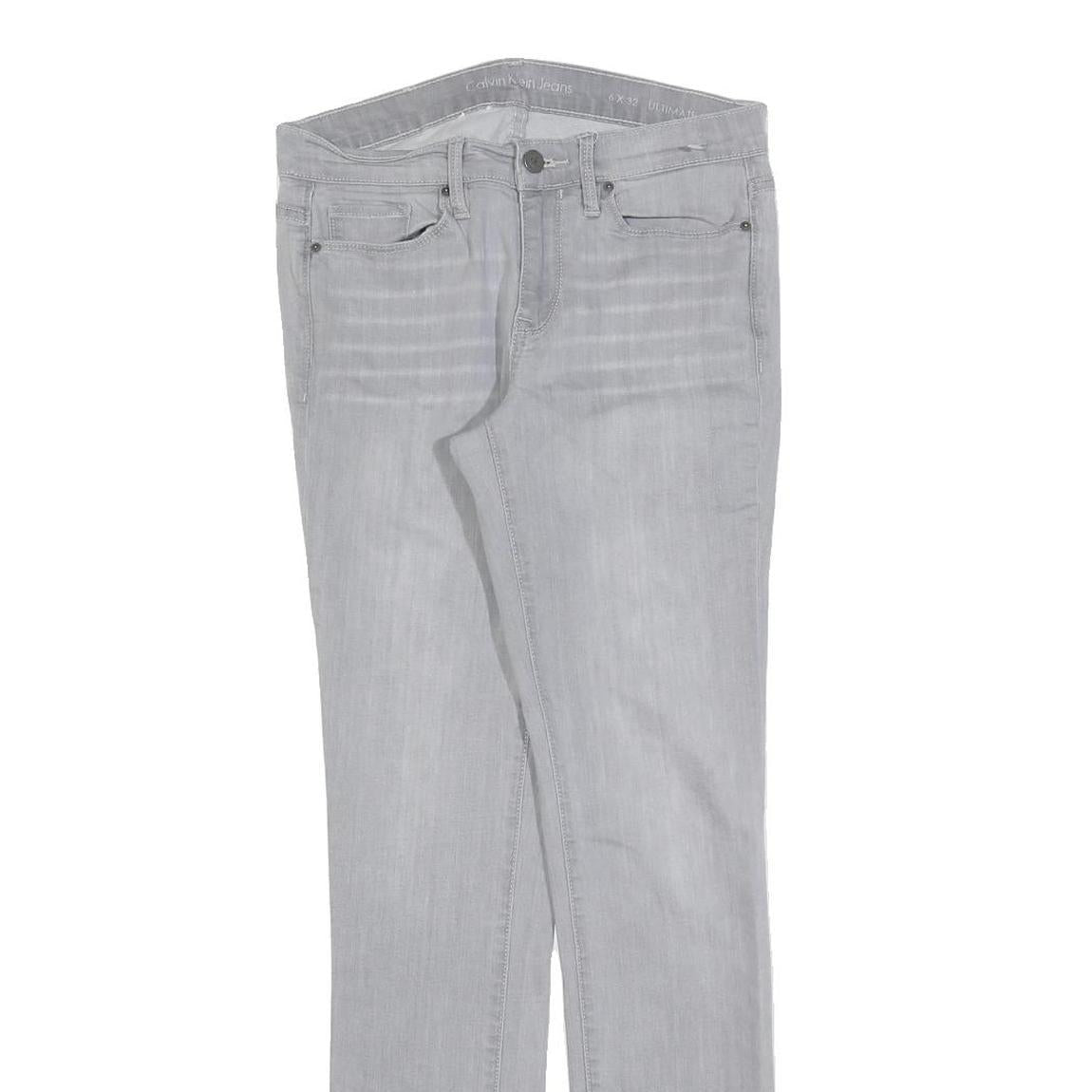 CALVIN KLEIN JEANS Womens Slim Grey Denim Light W28 L32 Slim Fit Zip Closure