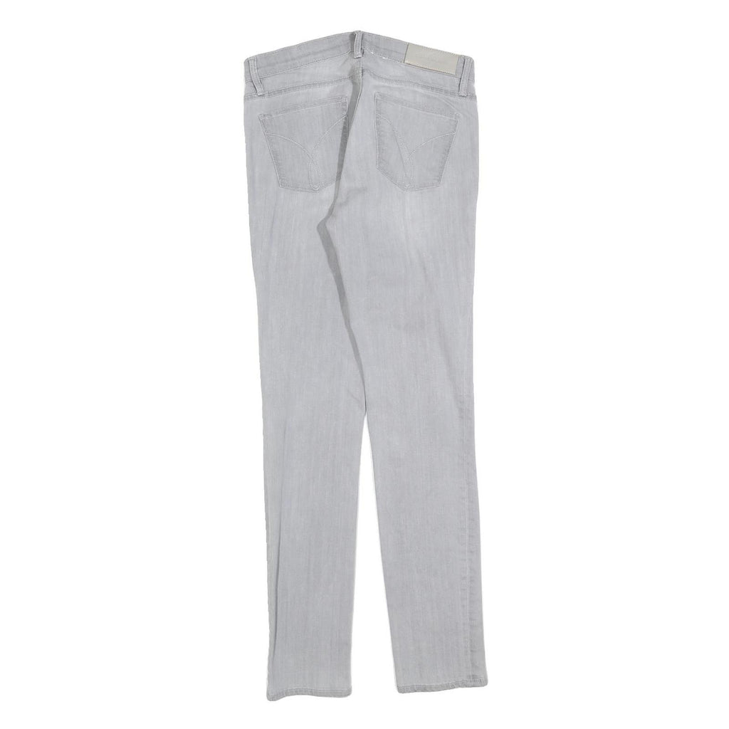 CALVIN KLEIN JEANS Womens Slim Grey Denim Light W28 L32 Slim Fit Zip Closure