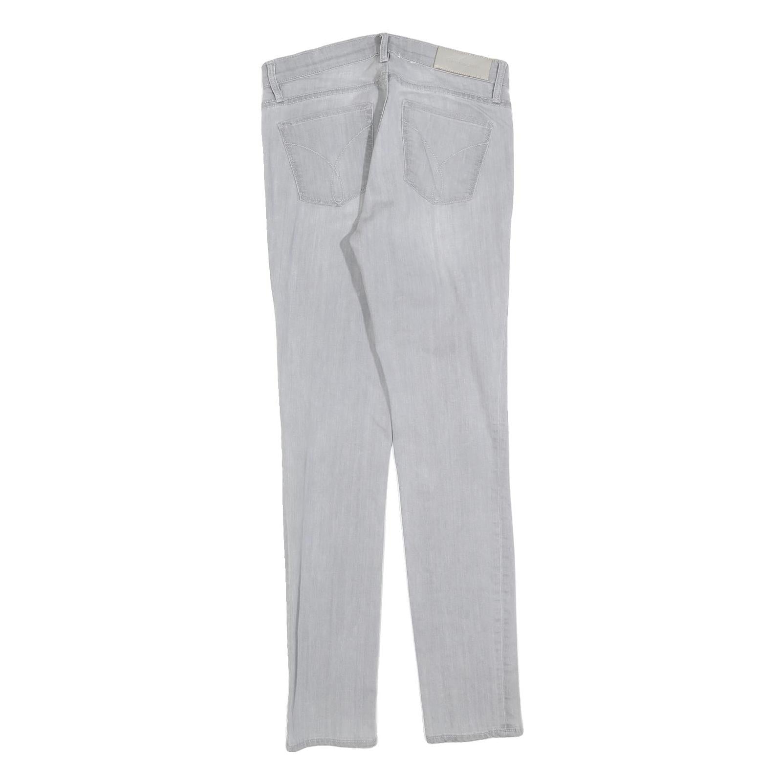 CALVIN KLEIN JEANS Womens Slim Grey Denim Light W28 L32 Slim Fit Zip Closure