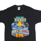 PRO PLAYER Super Bowl XXXIII Broncos Vs Falcons Mens T-Shirt Black 90s USA L
