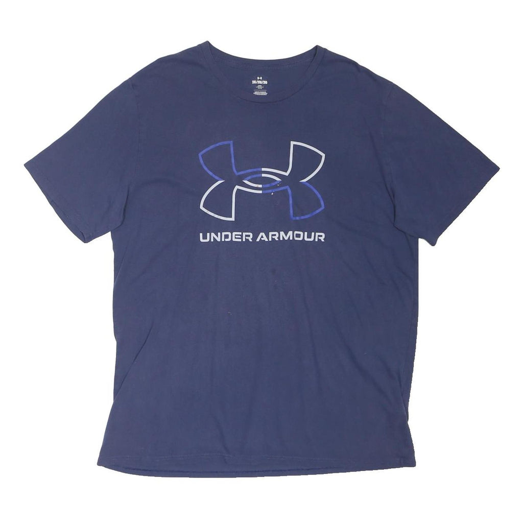 UNDER ARMOUR Mens Blue 2XL Graphic T-Shirt Short Sleeve Crew Neck Sportswear