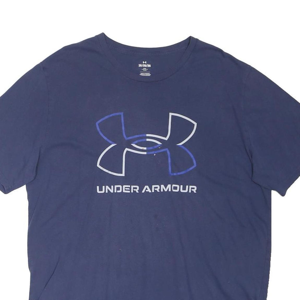 UNDER ARMOUR Mens Blue 2XL Graphic T-Shirt Short Sleeve Crew Neck Sportswear