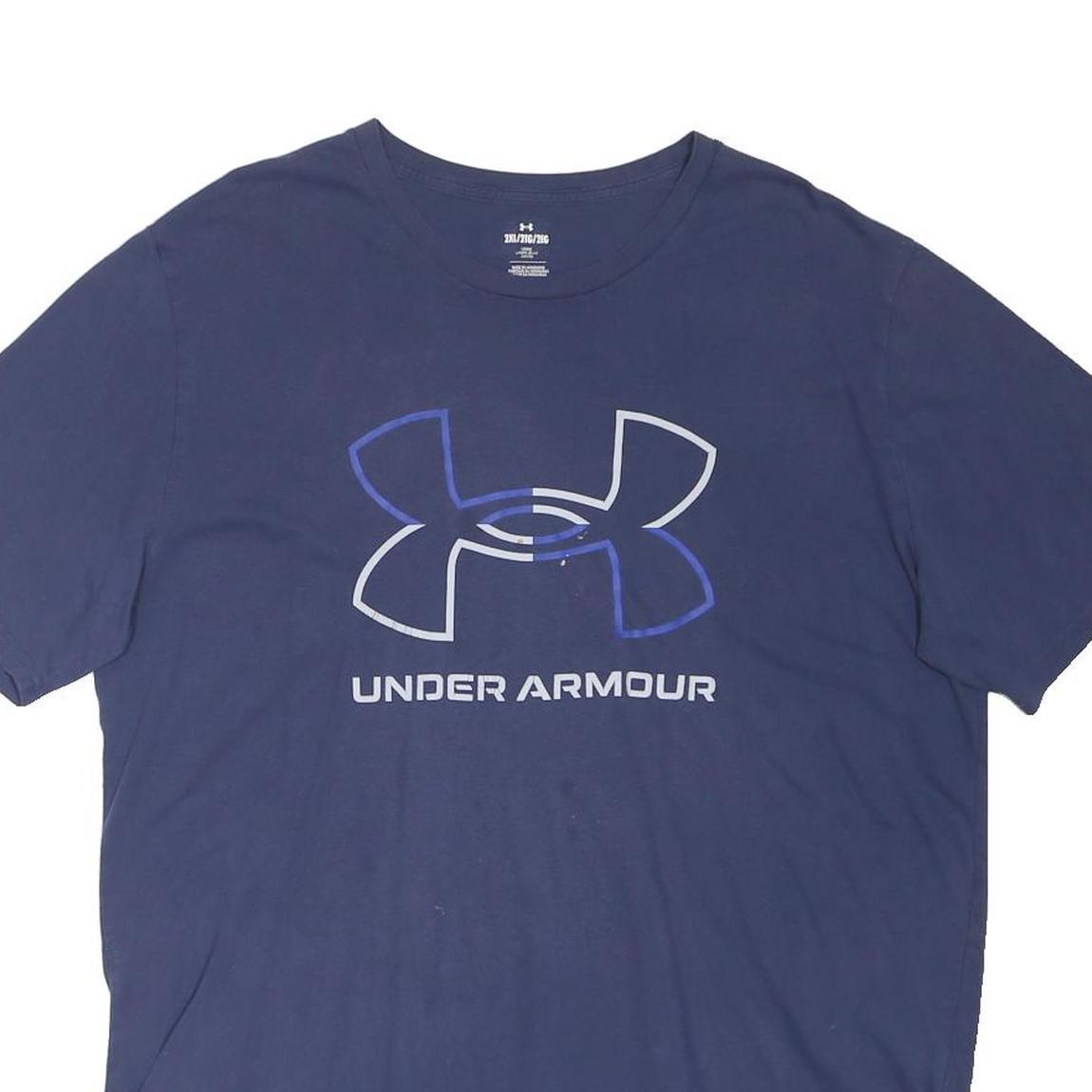 UNDER ARMOUR Mens Blue 2XL Graphic T-Shirt Short Sleeve Crew Neck Sportswear