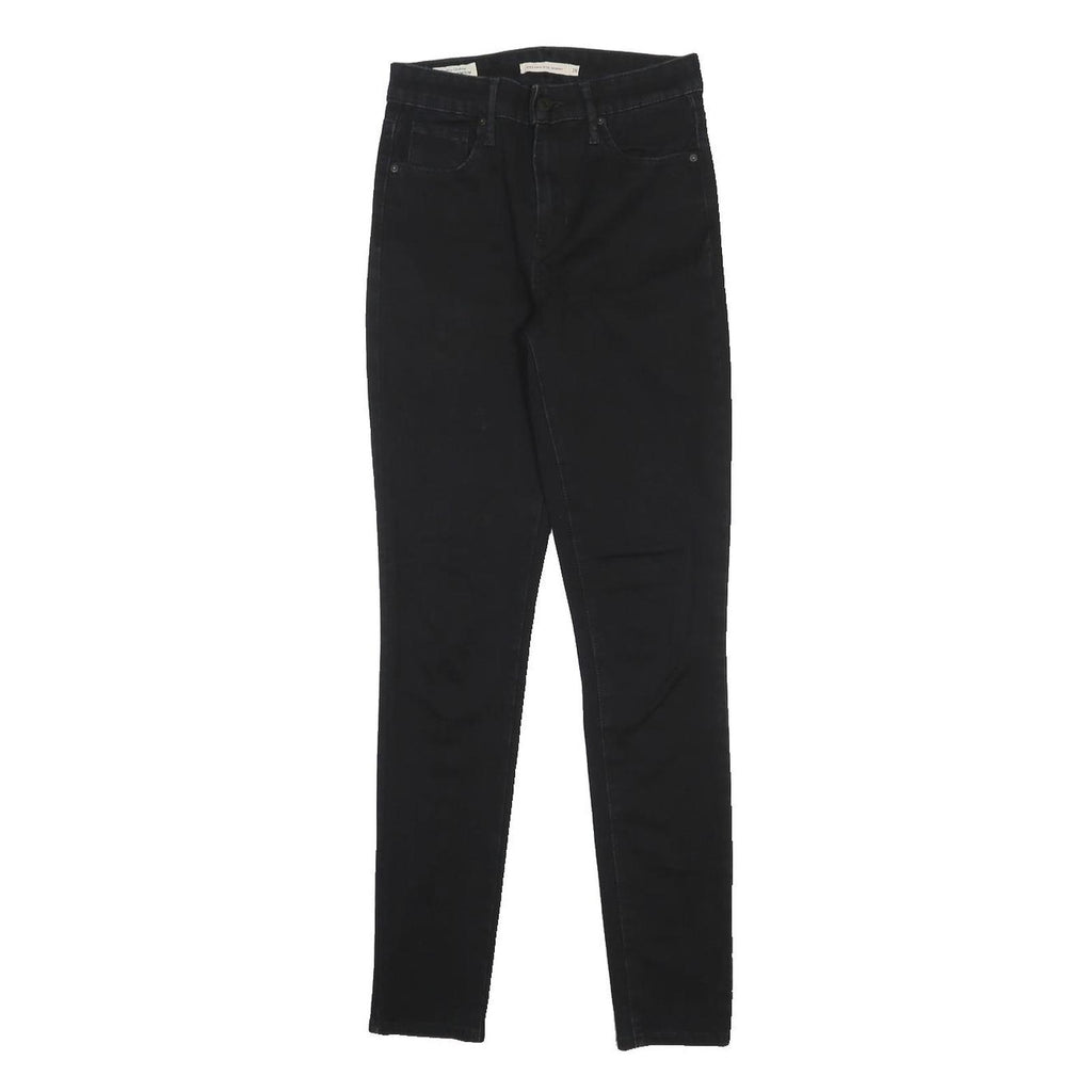 LEVI'S 721 BIG E Womens Slim Black Denim Raw Woven Jeans W26 L30 Stretch Zip