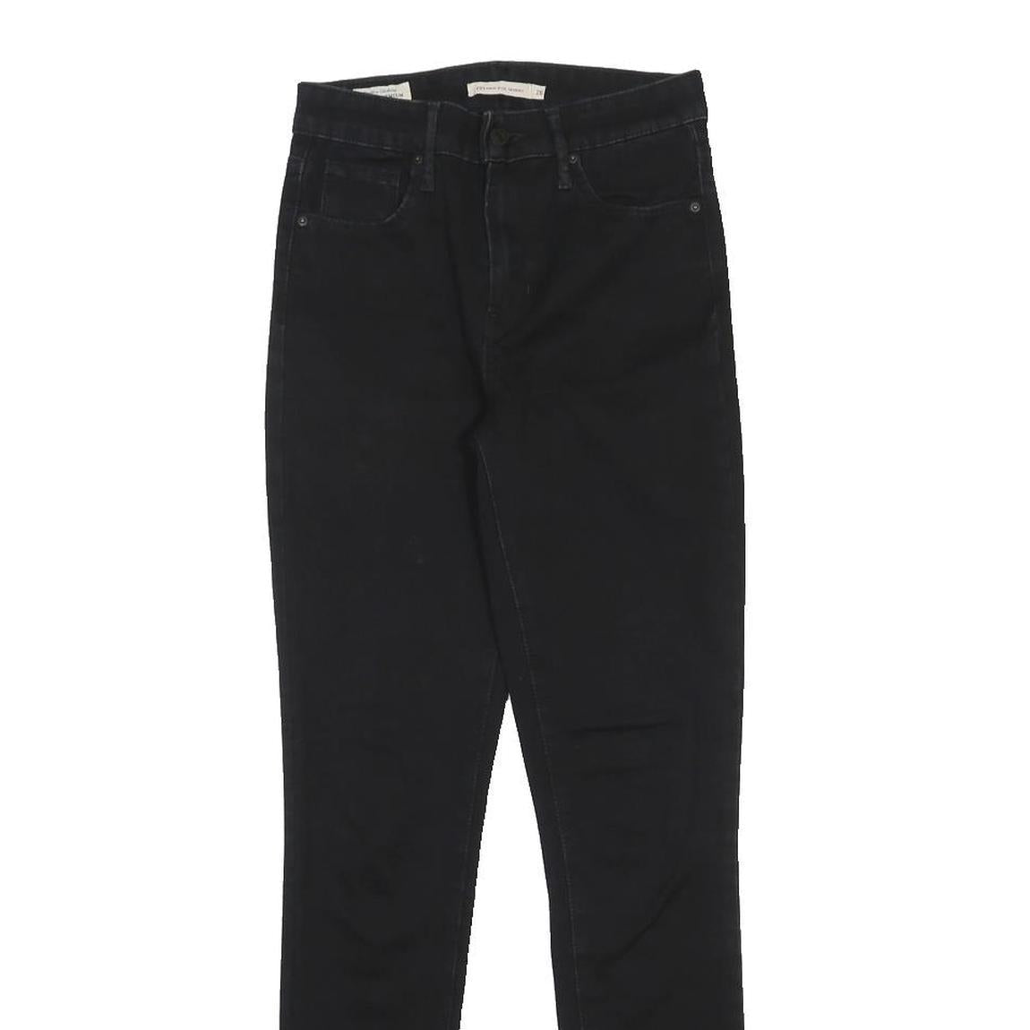 LEVI'S 721 BIG E Womens Slim Black Denim Raw Woven Jeans W26 L30 Stretch Zip