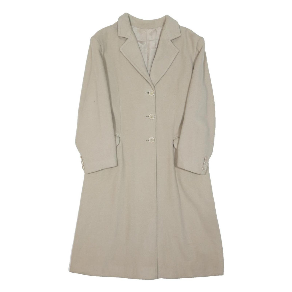 VALENTINO Womens Beige Classic Cotton Button Jacket M Plain Elegant Midi