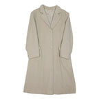 VALENTINO Womens Beige Classic Cotton Button Jacket M Plain Elegant Midi