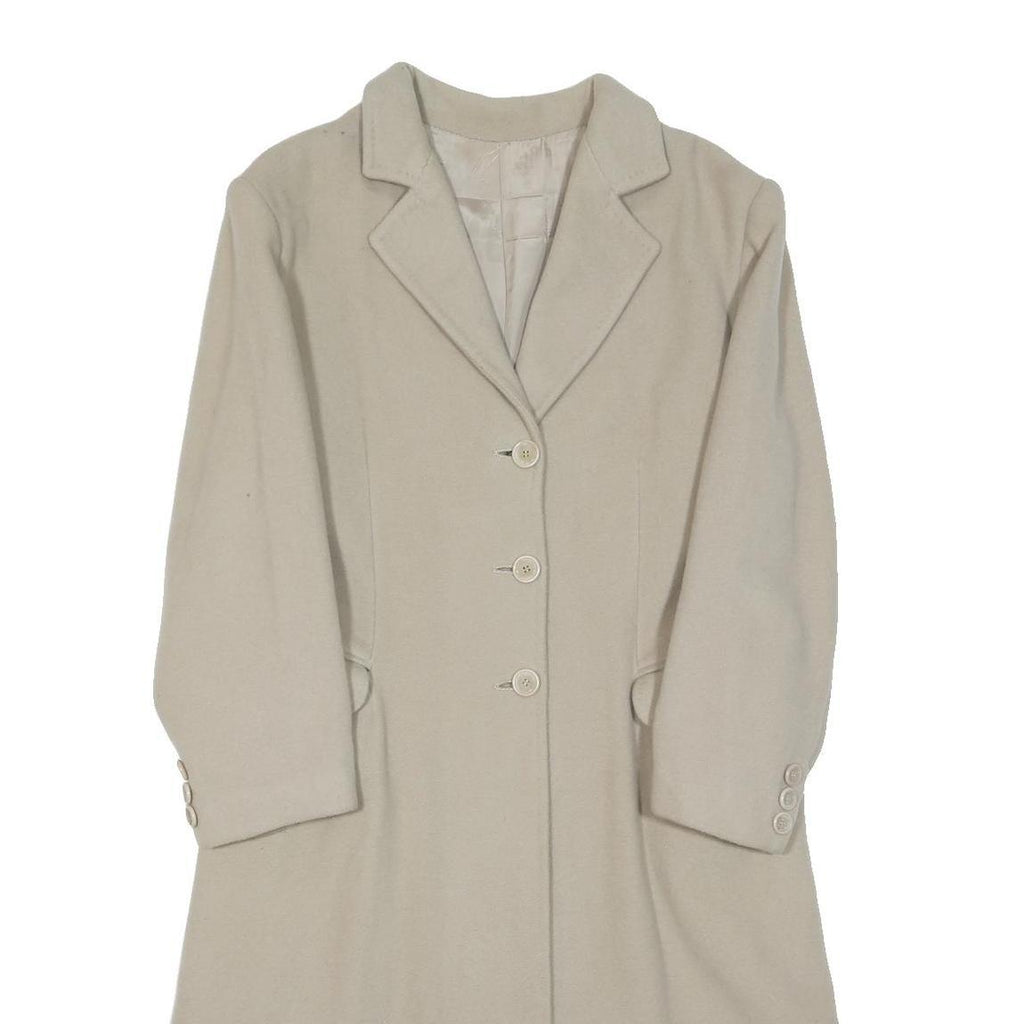 VALENTINO Womens Beige Classic Cotton Button Jacket M Plain Elegant Midi