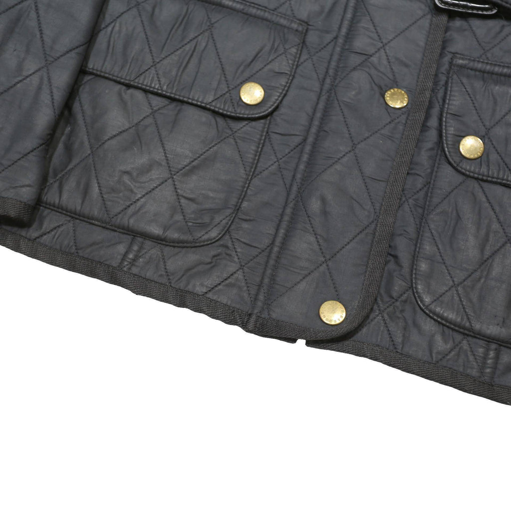 BARBOUR INTERNATIONAL Womens Black Quilted Button Jacket UK 8 Polyester Blend