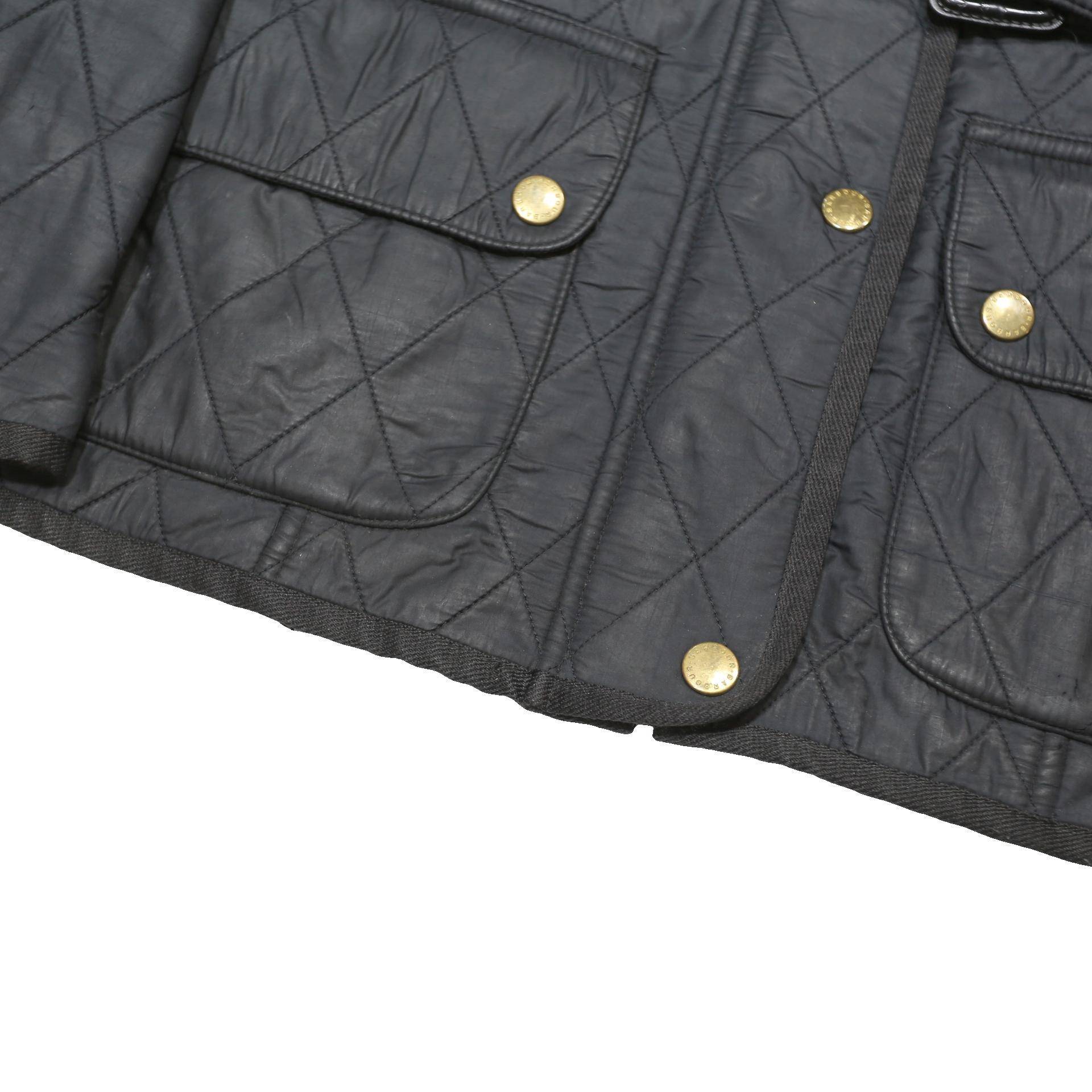 BARBOUR INTERNATIONAL Womens Black Quilted Button Jacket UK 8 Polyester Blend