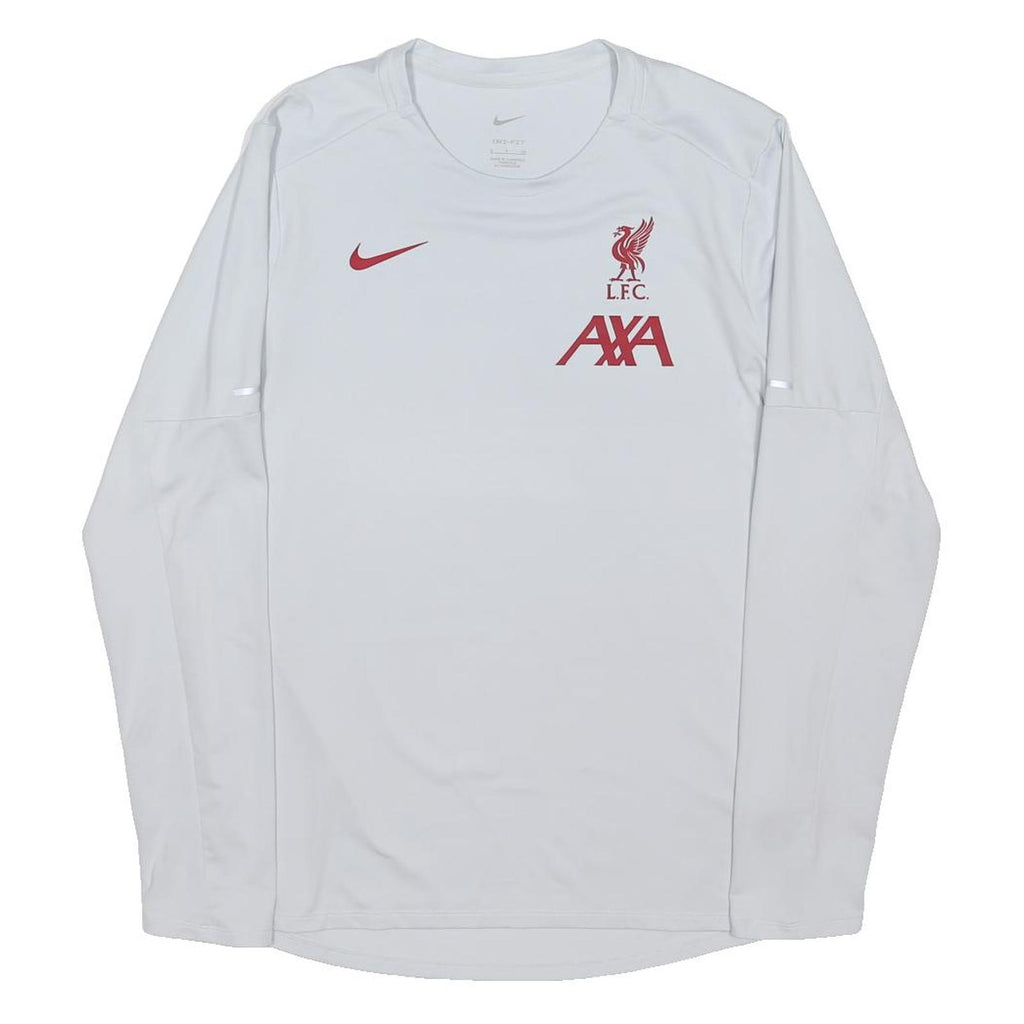 NIKE Mens White Liverpool FC AXA Long Sleeve Crew Neck T-Shirt S Sportswear