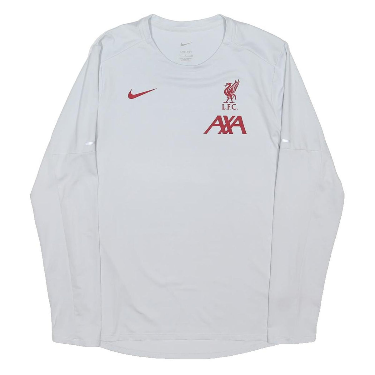 NIKE Mens White Liverpool FC AXA Long Sleeve Crew Neck T-Shirt S Sportswear