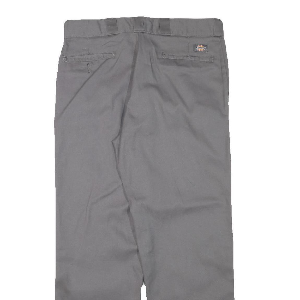 DICKIES Mens Cotton Blend Grey Regular Fit Straight Leg Trousers W34 L29