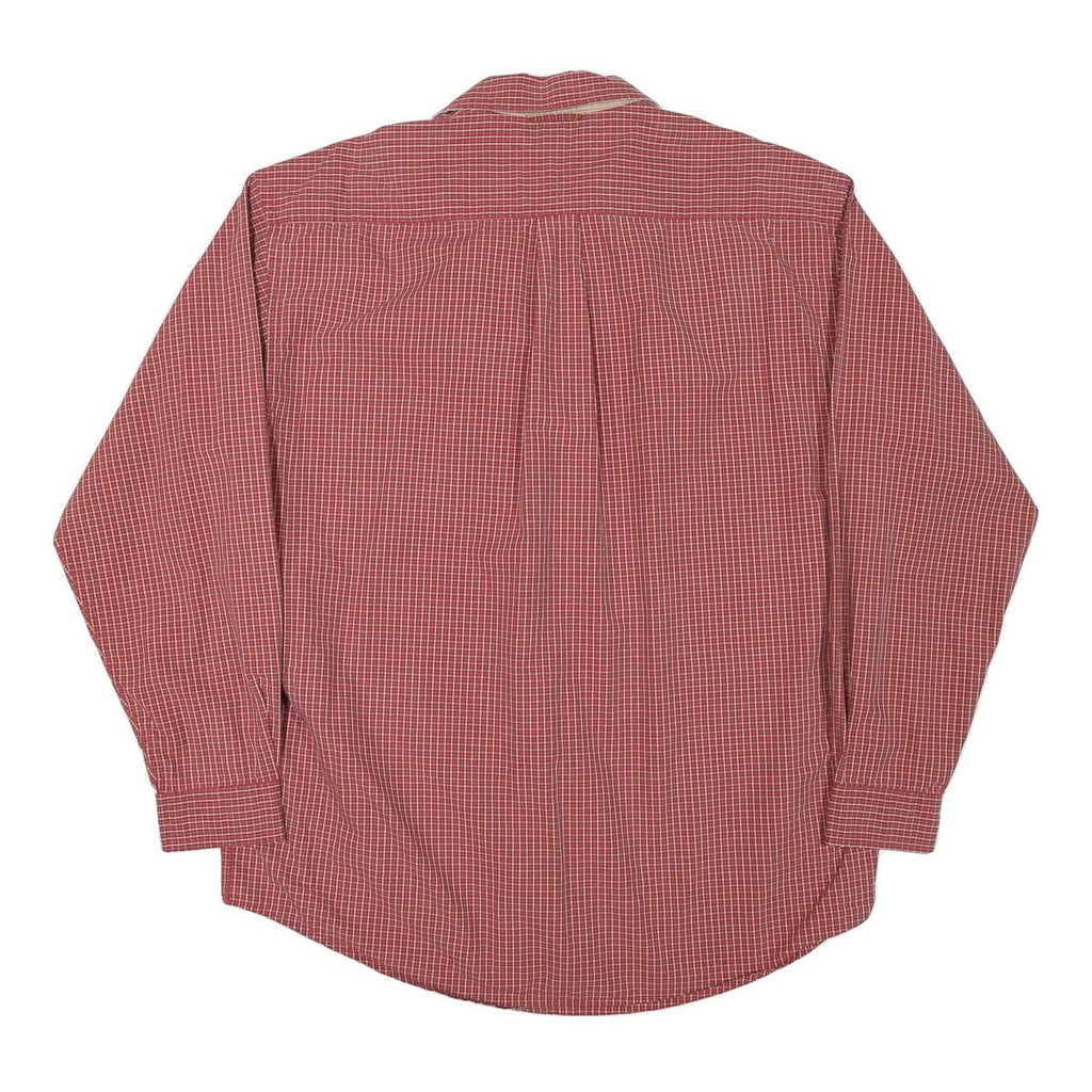 TOMMY HILFIGER Mens Red Check Shirt L Casual Cotton Blend Long Sleeve Button