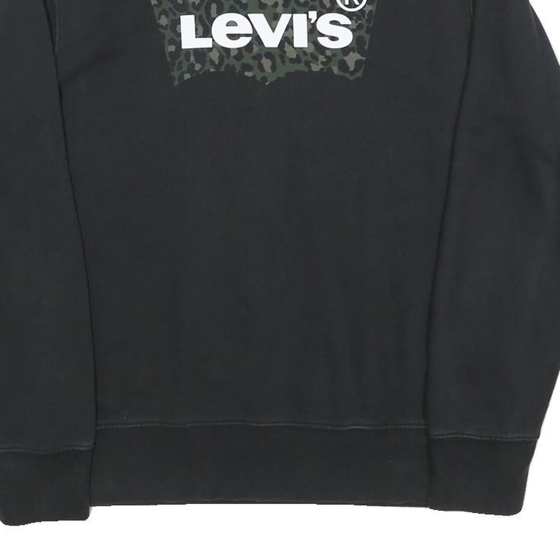 LEVI'S Mens Black Cotton Blend Sweatshirt S Crew Neck Casual Pullover