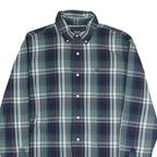 CHAPS Mens Blue Green Plaid Shirt XL Button-Down Collar Long Sleeve Cotton Blend