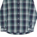CHAPS Mens Blue Green Plaid Shirt XL Button-Down Collar Long Sleeve Cotton Blend