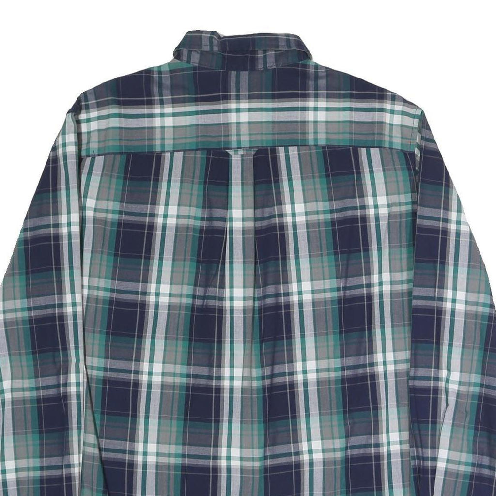 CHAPS Mens Blue Green Plaid Shirt XL Button-Down Collar Long Sleeve Cotton Blend