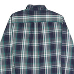 CHAPS Mens Blue Green Plaid Shirt XL Button-Down Collar Long Sleeve Cotton Blend
