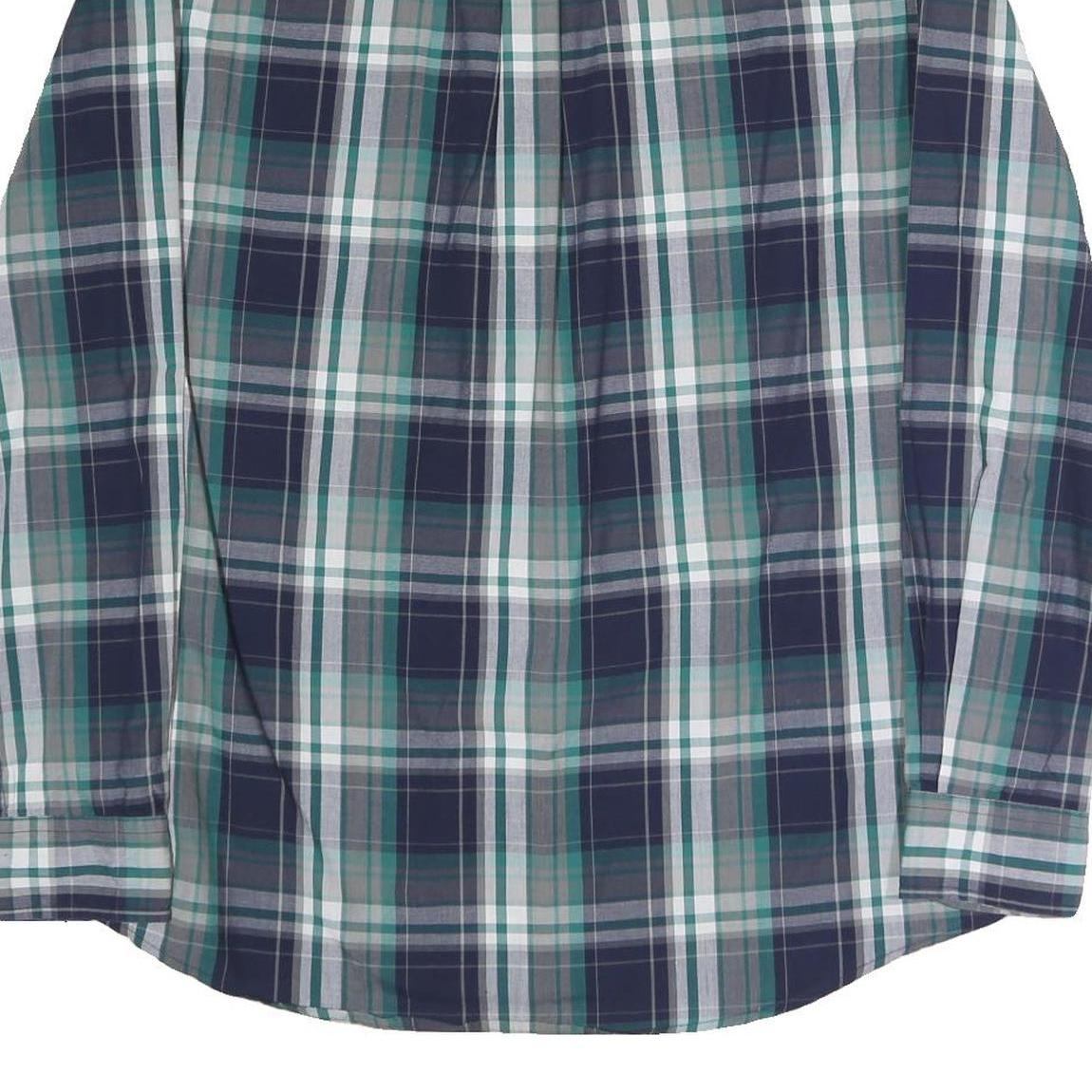 CHAPS Mens Blue Green Plaid Shirt XL Button-Down Collar Long Sleeve Cotton Blend