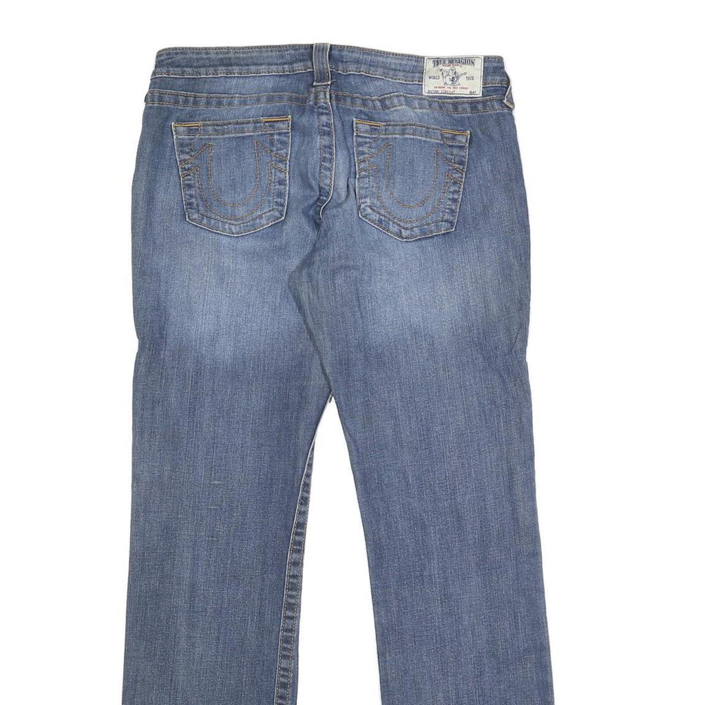 TRUE RELIGION Womens Regular Blue Denim Straight Jeans Cotton Blend W32 L33