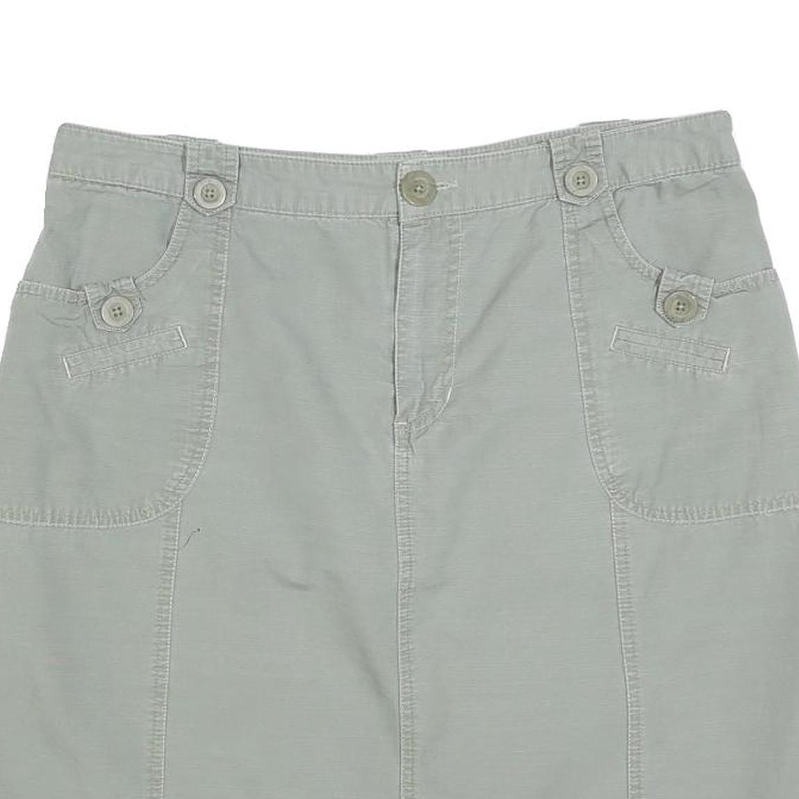 CHEROKEE Womens Grey Cotton Blend Casual Mini Skirt L Button Pocket Detail